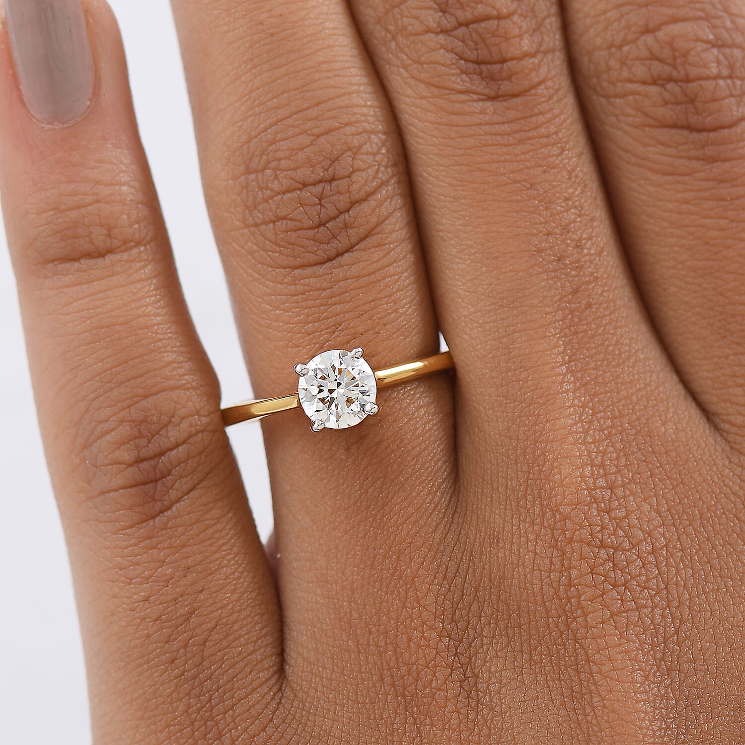 Luxuriant SI-G-H Lab Grown Diamond Solitaire Ring in 18K Vermeil Yellow Gold Plated Sterling Silver 1.09 Ct.