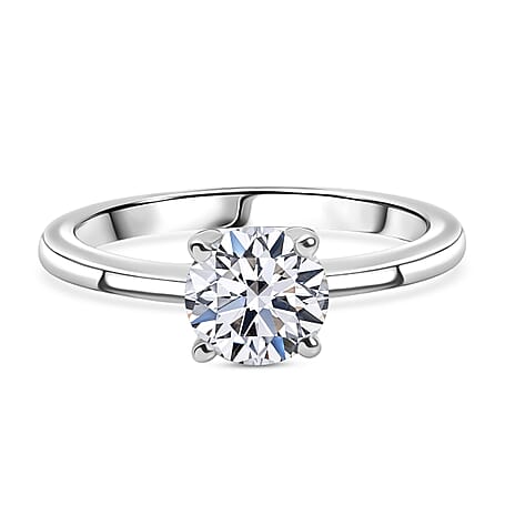 Luxuriant Lab Grown Diamond Solitaire Ring in Rhodium OverlaySterling Silver  1.030  Ct.