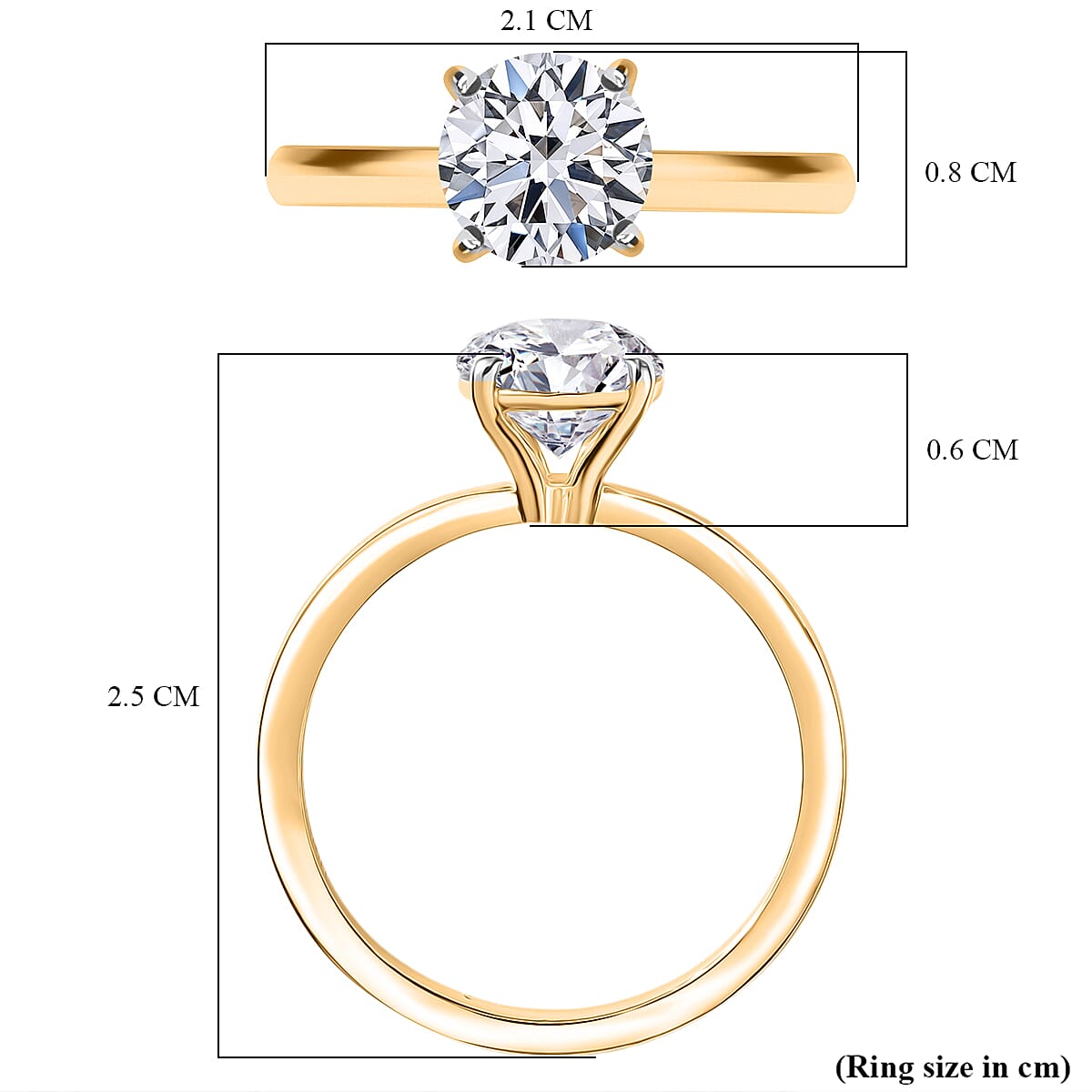 Luxuriant SI-G-H Lab Grown Diamond Solitaire Ring in 18K Vermeil Yellow Gold Plated Sterling Silver 1.52 Ct