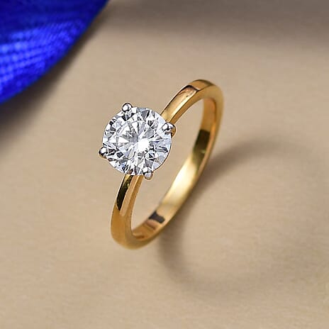 Luxuriant SI-G-H Lab Grown Diamond Solitaire Ring in 18K Vermeil Yellow Gold Plated Sterling Silver 1.52 Ct