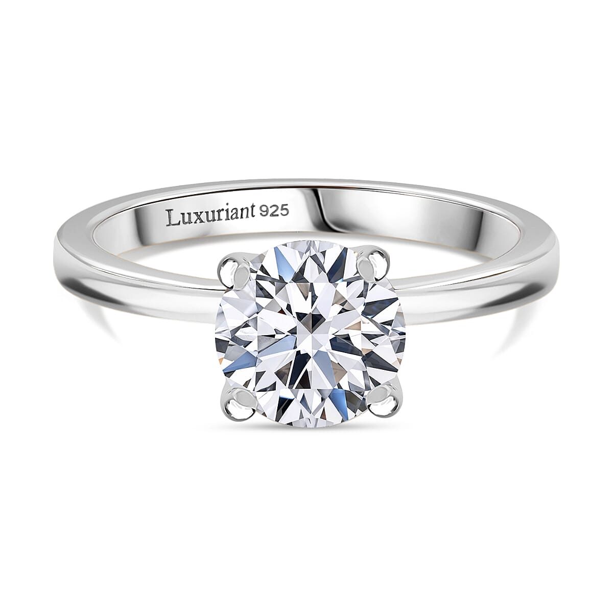 Luxuriant SI-G-H Lab Grown Diamond Solitaire Ring in Rhodium Overlay Sterling Silver 1.52 Ct.