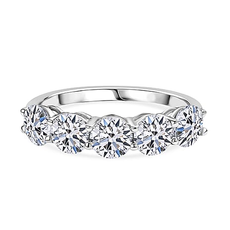 Today Only Deal - Luxuriant 9K White Gold (SI-GH) Lab Grown Diamond 5 Stone Ring 1.00 Ct.