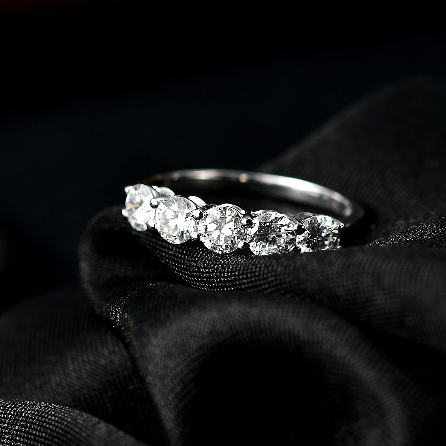 Today Only Deal - Luxuriant 9K White Gold (SI-GH) Lab Grown Diamond 5 Stone Ring 1.00 Ct.