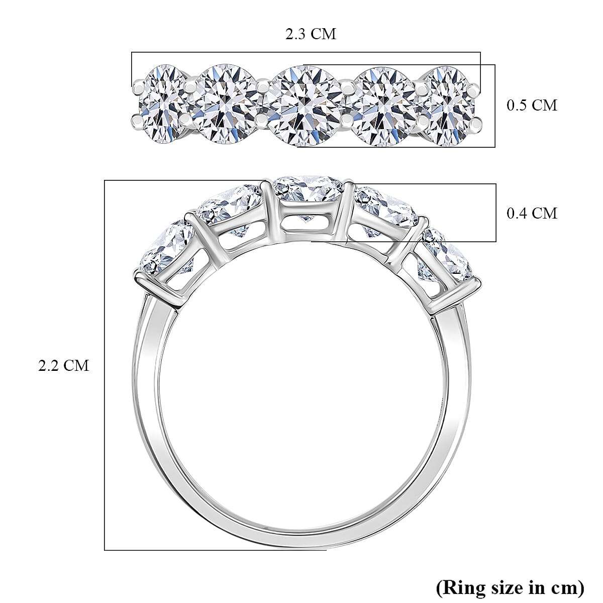 Today Only Deal - Luxuriant 9K White Gold (SI-GH) Lab Grown Diamond 5 Stone Ring 1.00 Ct.