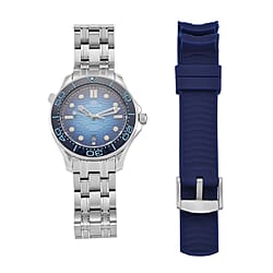 MAJESTY Diver Automatic Mechanical Miyota 8215 5ATM WR Blue Hydraulic Dial - Silver Case Mens Watch with Silver Stainless Steel Strap