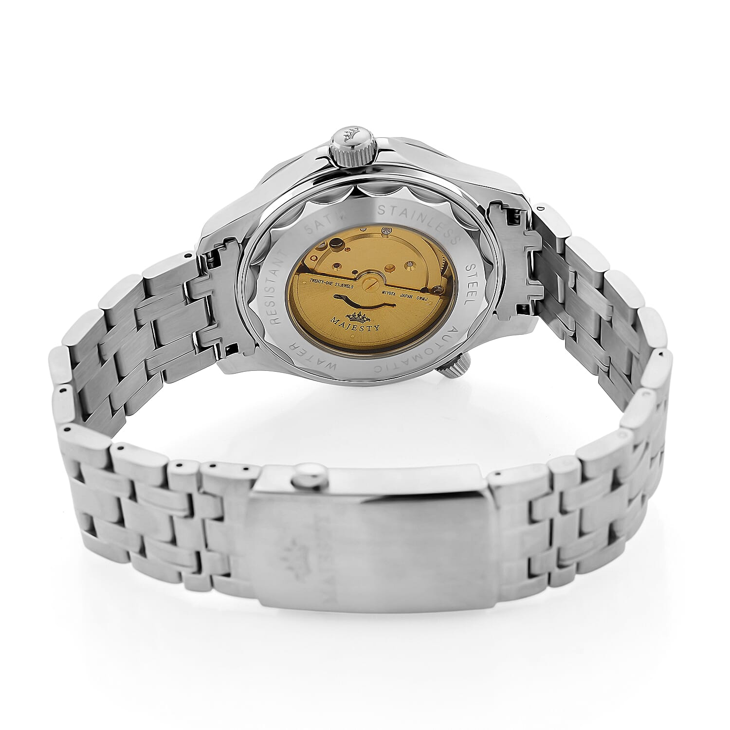 MAJESTY Diver Automatic Mechanical Miyota 8215 5ATM WR Gradual Blue Dial - Silver Case Mens Watch with Silver Stainless Steel Strap