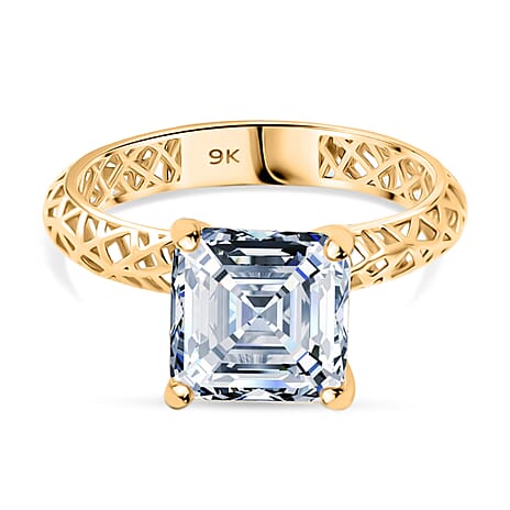 Black Friday Deal Mirage Collection - 9K Yellow Gold Moissanite Solitaire Mirage Ring 2.75 ct.