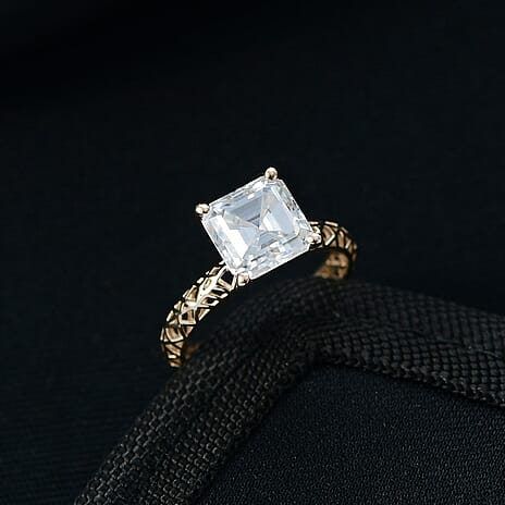 Mirage Collection - 9K Yellow Gold Moissanite Solitaire Mirage Ring 2.75 Ct.
