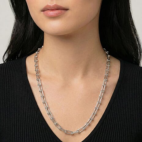 DESIGNER INSPIRED - INDUSTRIAL Necklace In silver tone (Size - 22 - 2 Inch Ext)