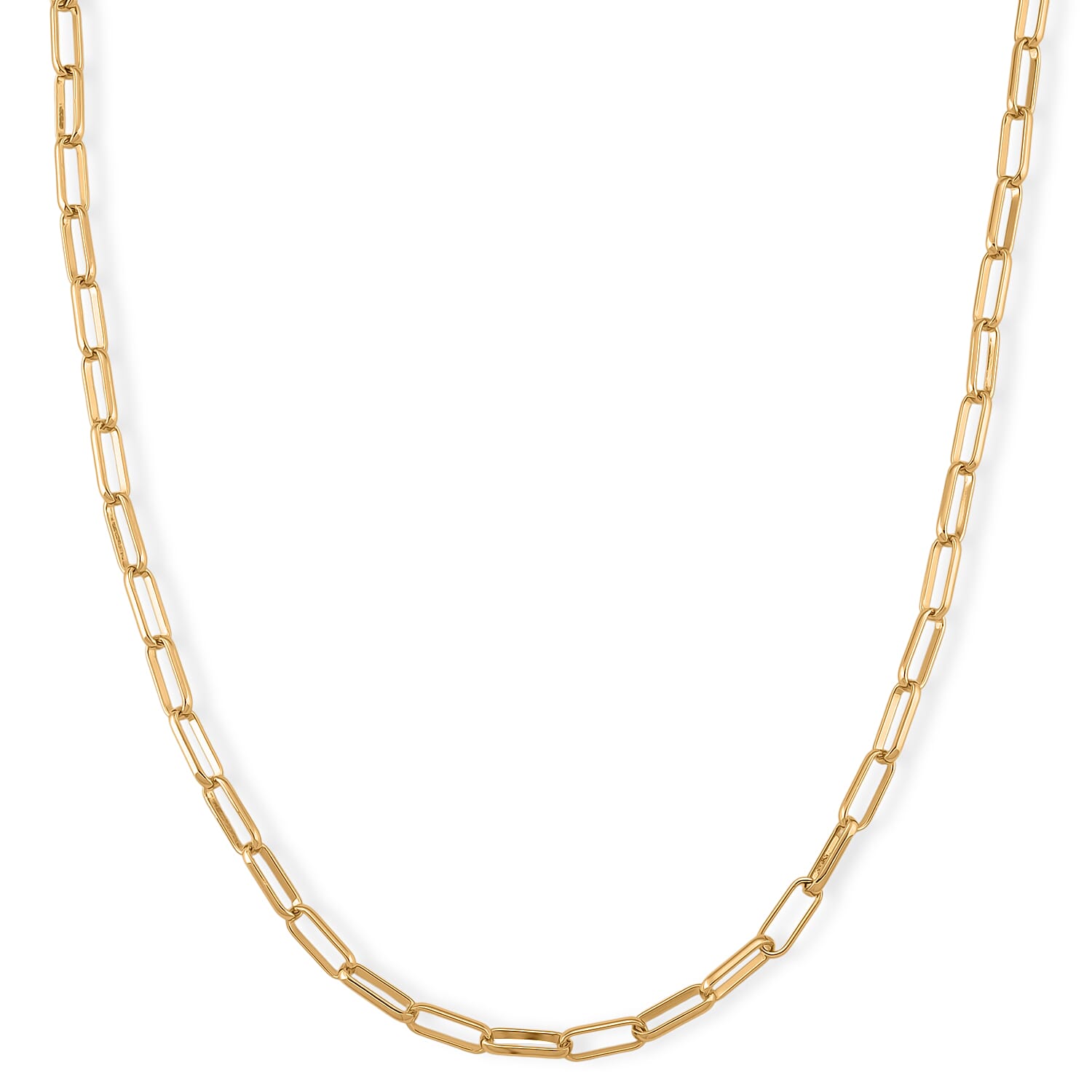 Paperclip Chain Necklace (Size - 20 - 2 inch Ext.) in Gold Colour Plating
