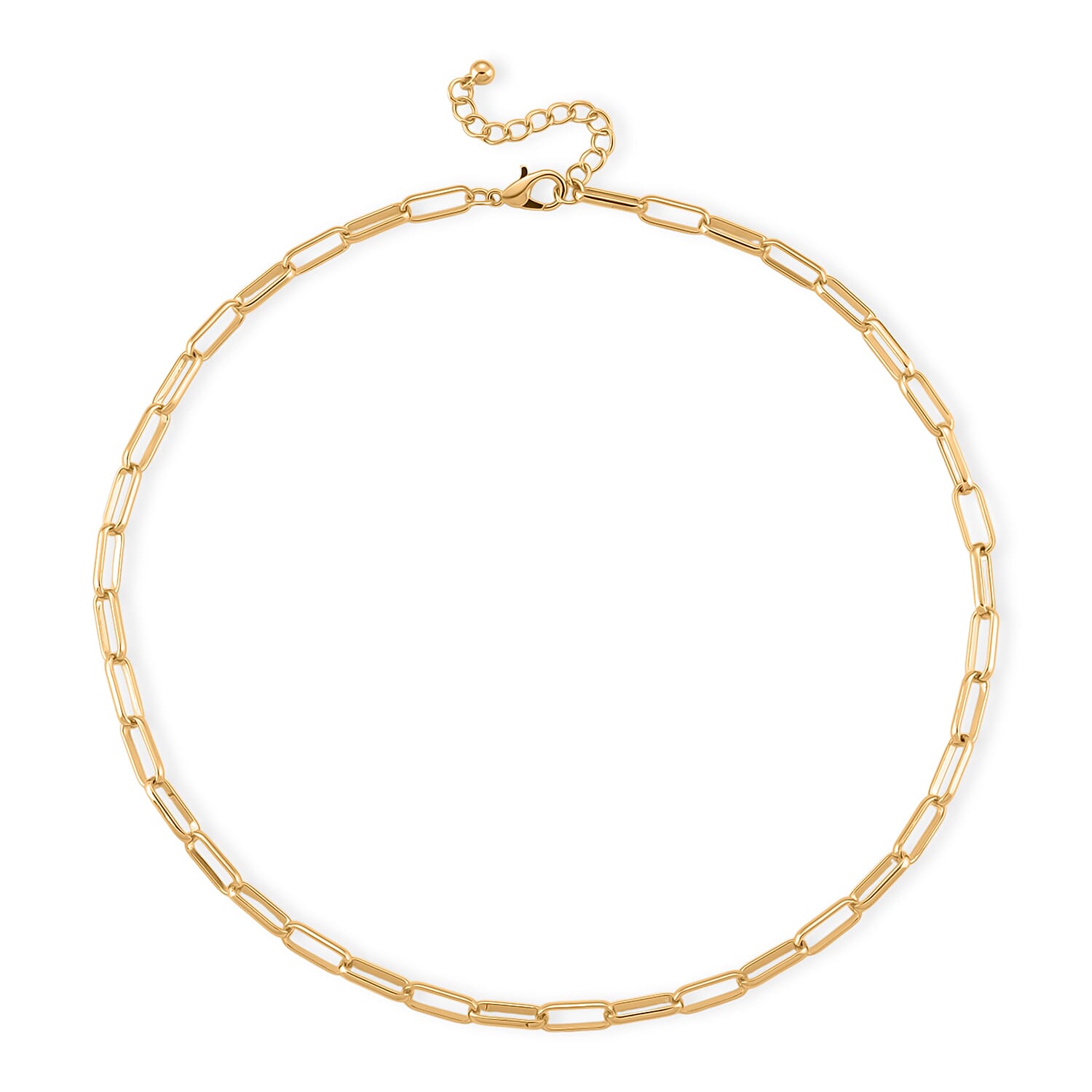Paperclip Chain Necklace (Size - 20 - 2 inch Ext.) in Gold Colour Plating
