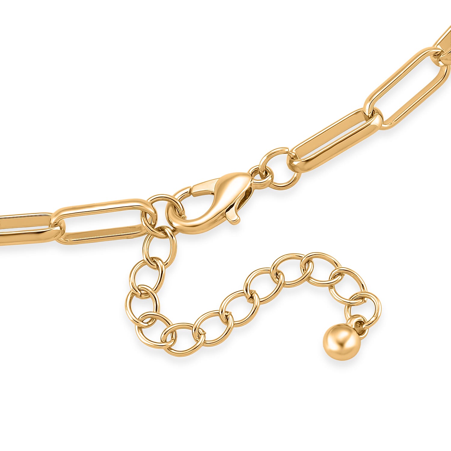 Paperclip Chain Necklace (Size - 20 - 2 inch Ext.) in Gold Colour Plating