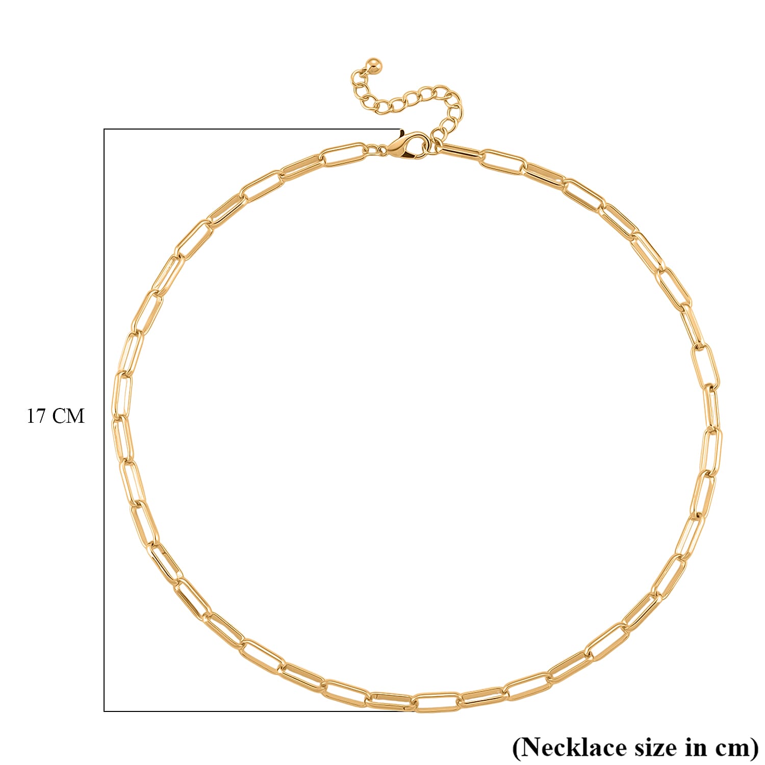 Paperclip Chain Necklace (Size - 20 - 2 inch Ext.) in Gold Colour Plating
