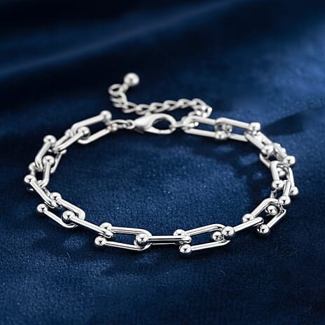 DESIGNER INSPIRED - INDUSTRIAL Bracelet In silver tone (Size - 8-2 Inch Ext)