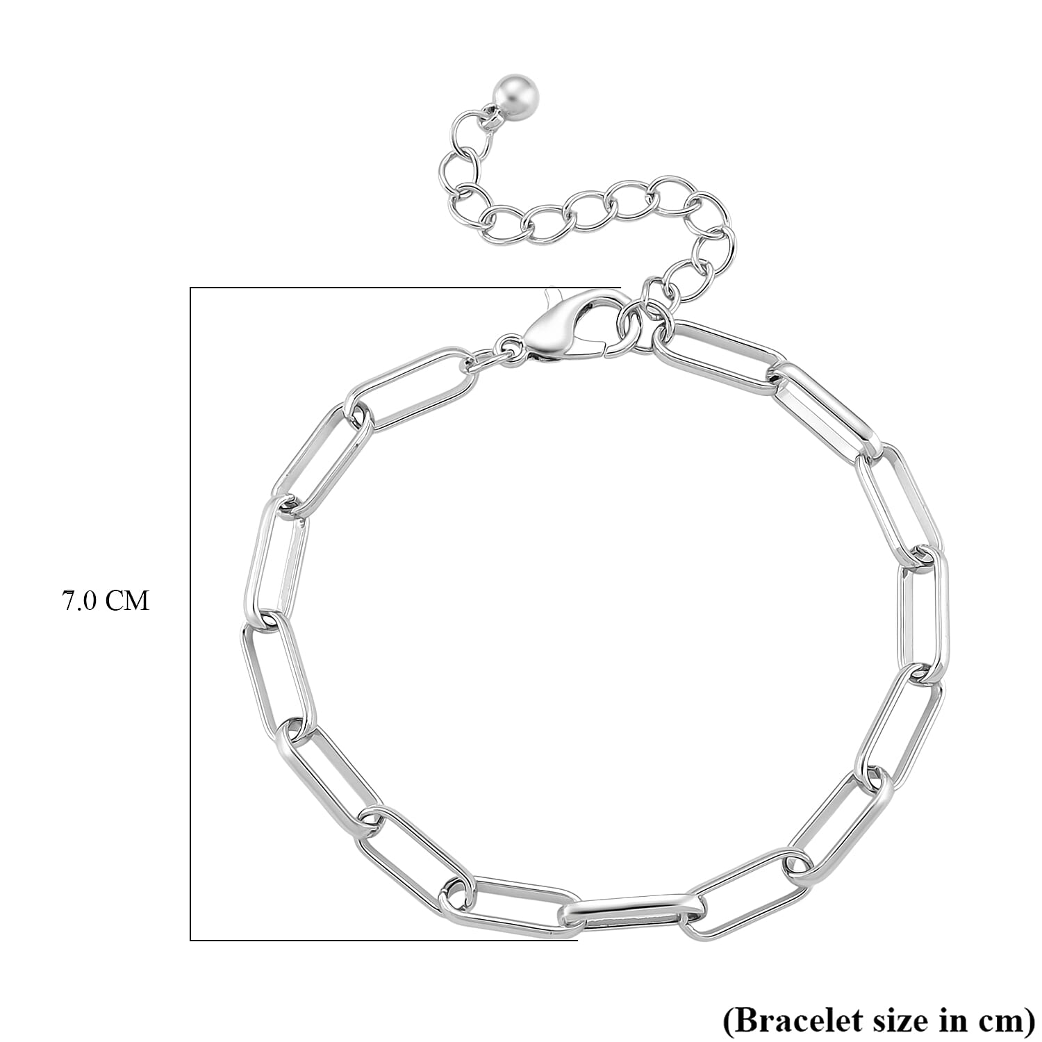 Paperclip Chain Bracelet (Size - 8-2 inch Ext.)