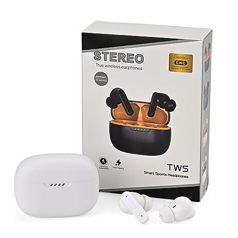 Wireless Earbuds with Charging Case & 3-4 Hour Playtime - White