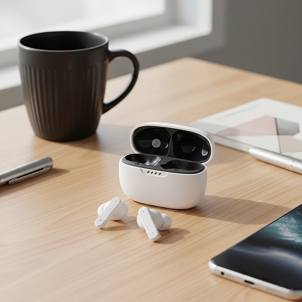 Wireless Earbuds with Charging Case & 3-4 Hour Playtime - White