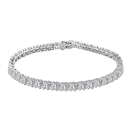 D'Joy Moissanite Tennis Bracelet (Size - 7) in Rhodium Overlay Sterling Silver 6.25 Ct, Silver Wt.11.00 Gms.
