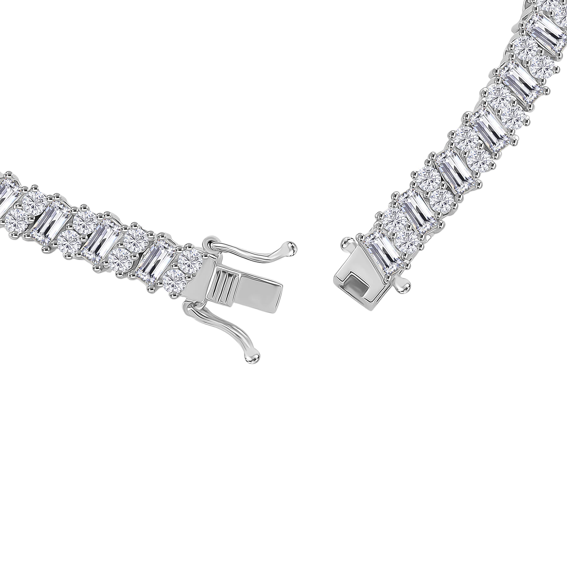 D'Joy Moissanite Tennis Bracelet (Size - 7.5) in Rhodium Overlay Sterling Silver 6.76 Ct., Silver Wt. 11.40 Gms