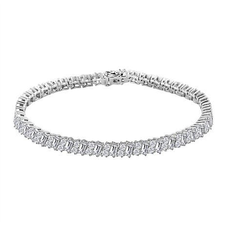 D'Joy Moissanite Tennis Bracelet (Size - 8) in Rhodium Overlay Sterling Silver 7.26 Ct., Silver Wt.12.00 Gms