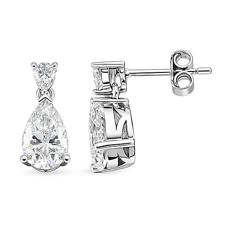 D'Joy Moissanite Dangling Earring in Rhodium OverlaySterling Silver  3.120  Ct.