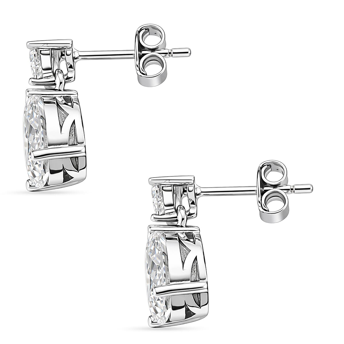 D'Joy Moissanite Dangling Earring in Rhodium OverlaySterling Silver  3.120  Ct.