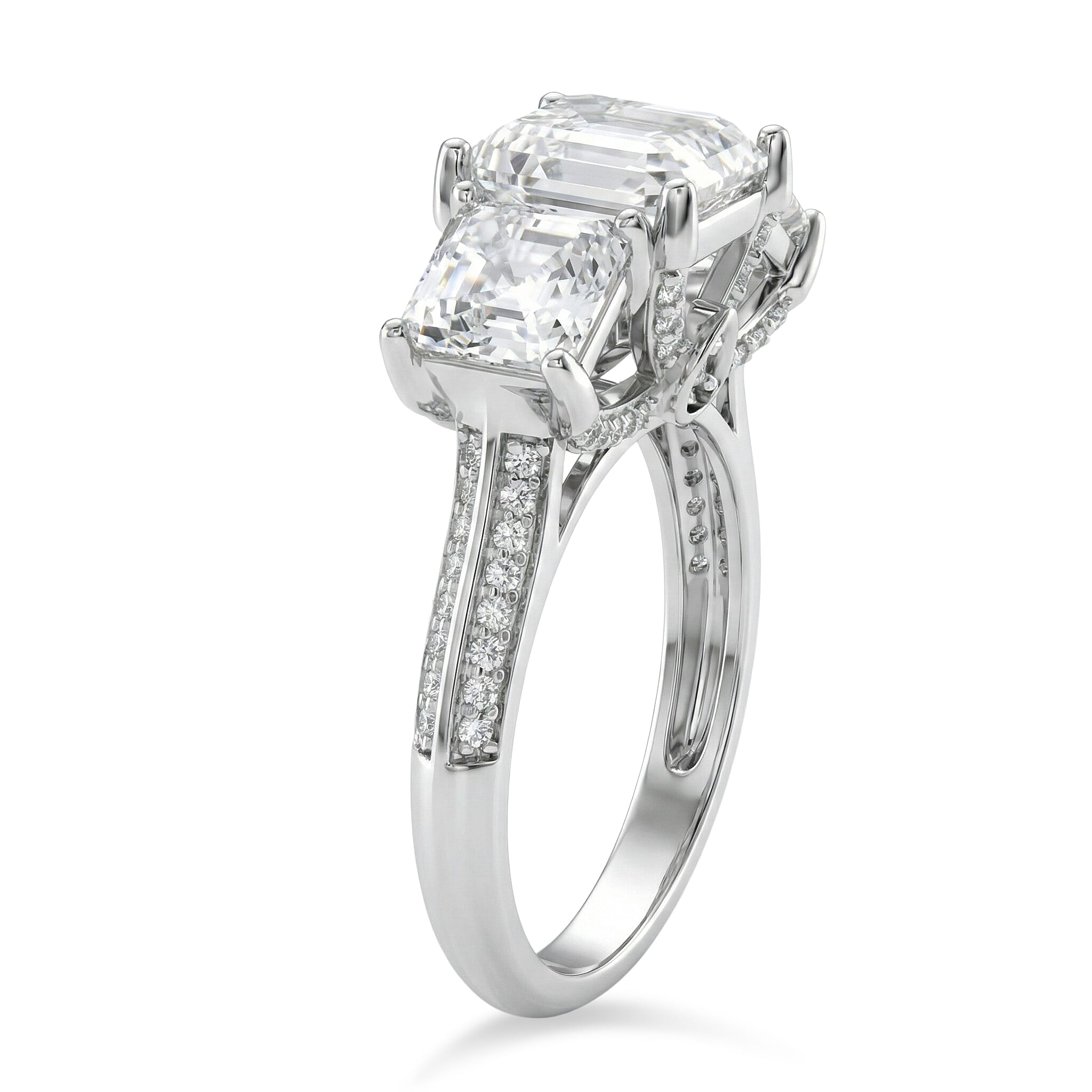 D'Joy Moissanite Ring in Rhodium Overlay Sterling Silver 5.52 Ct.
