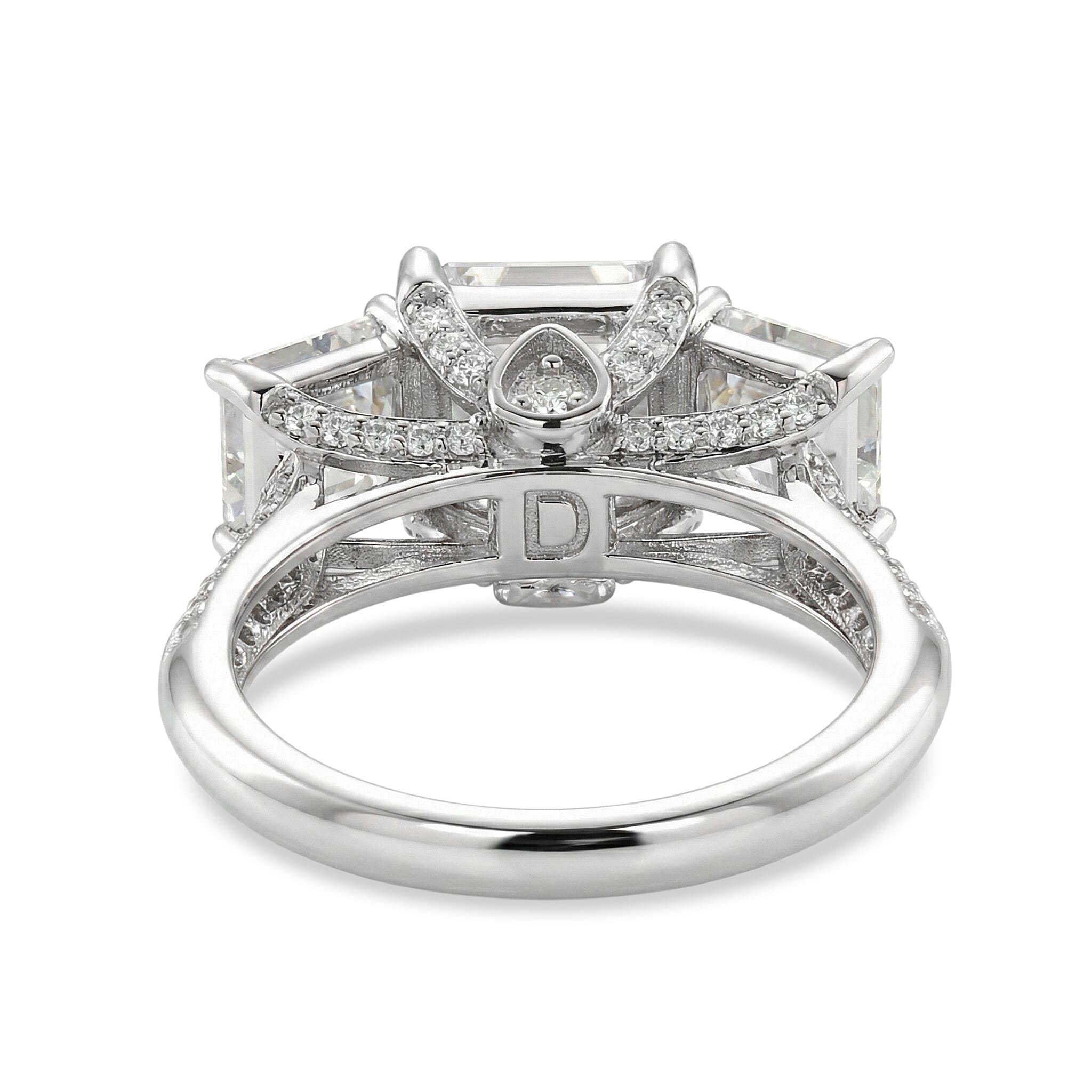 D'Joy Moissanite Ring in Rhodium Overlay Sterling Silver 5.52 Ct.