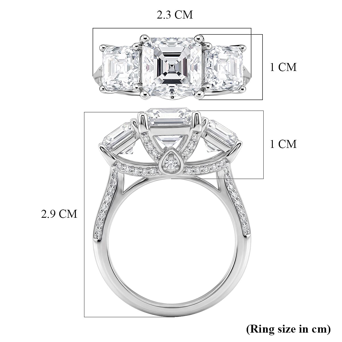 D'Joy Moissanite Ring in Rhodium Overlay Sterling Silver 5.52 Ct.