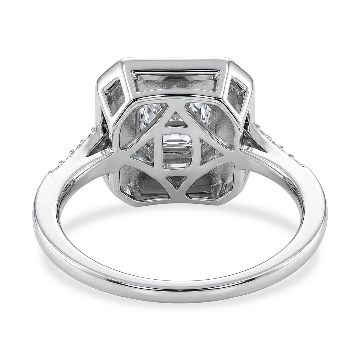 D'Joy Moissanite and Dyed Black Jade Solitaire Ring in Rhodium Overlay Sterling Silver 3.45 Ct.