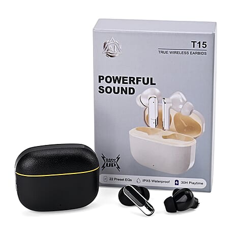 TWS True Wireless Earbuds - 150mAh Charging Case & 3-4 Hour Playtime - Black