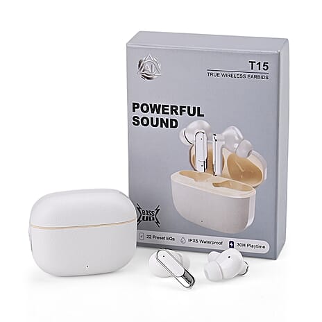 TWS True Wireless Earbuds - 150mAh Charging Case & 3-4 Hour Playtime - White