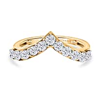 D'Joy White Moissanite Wishbone Ring in 18K Vermeil Yellow Gold Plated Sterling Silver
