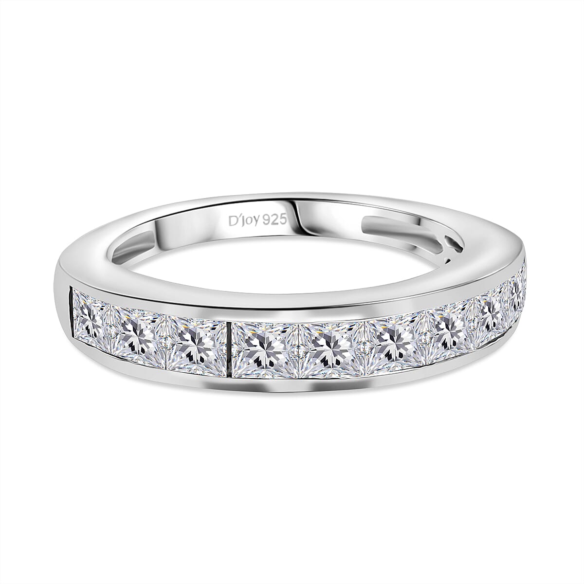 1.4 Ct. Moissanite Band Ring in Rhodium Sterling Silver