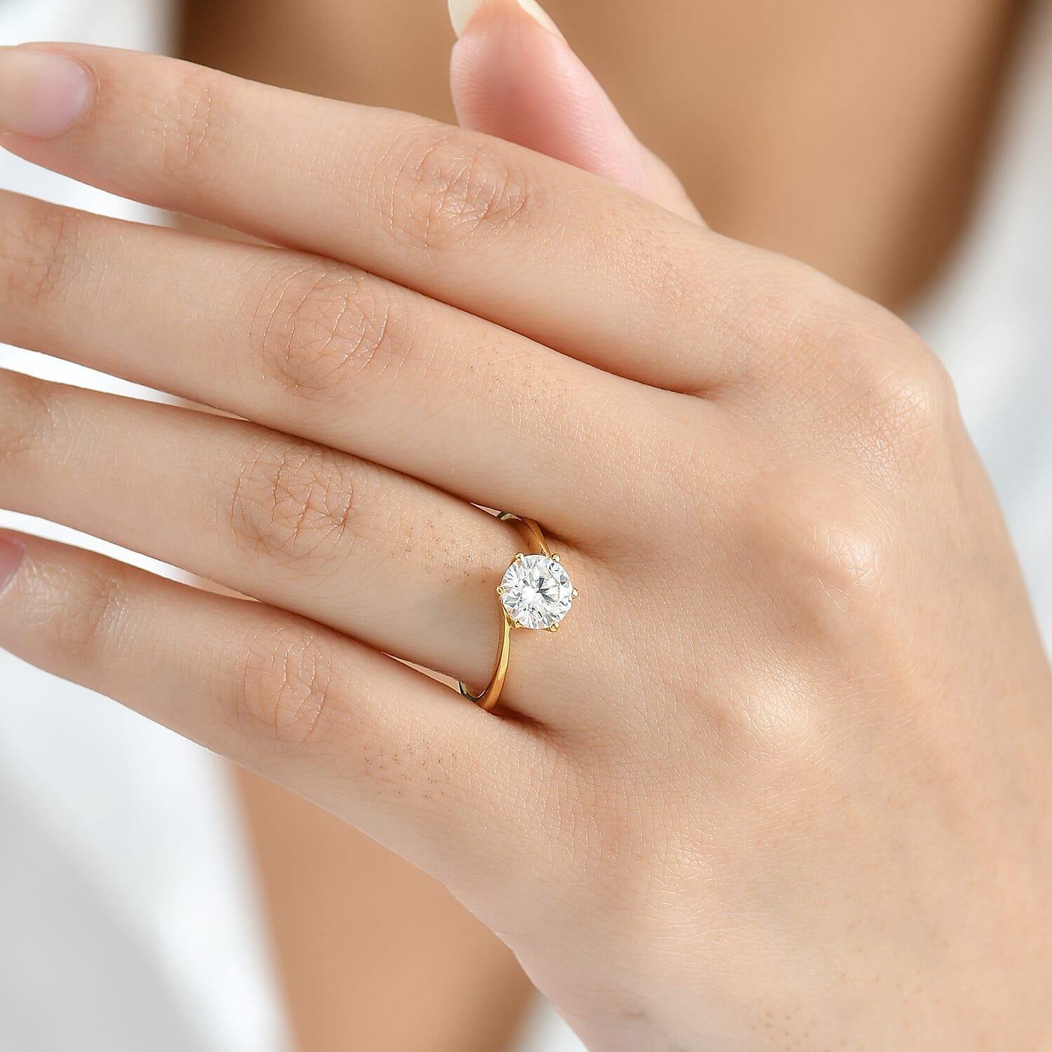 D'Joy Moissanite Ring in 18K YG PlatingSterling Silver  1.207  Ct.