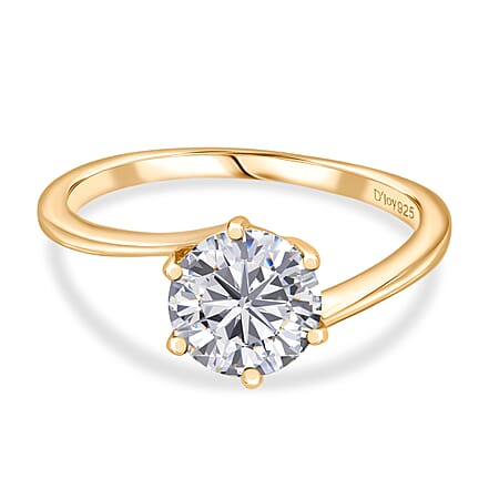 1.2 Ct. Moissanite Solitaire Ring in 18K Yellow Gold Sterling Silver 1.2 Ct. Moissanite Solitaire Ring in 18K Yellow Gold Sterling Silver