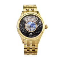 William Hunt Limited Edition Celestial Constellation Automatic Movt Watch With Rotating Globe 3ATM Water Resistancy Presented in a Gift Box - Gold Black