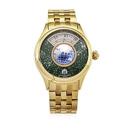 William Hunt Limited Edition Celestial Constellation Automatic Movt Watch With Rotating Globe 3ATM Water Resistancy Presented in a Gift Box - Gold Green