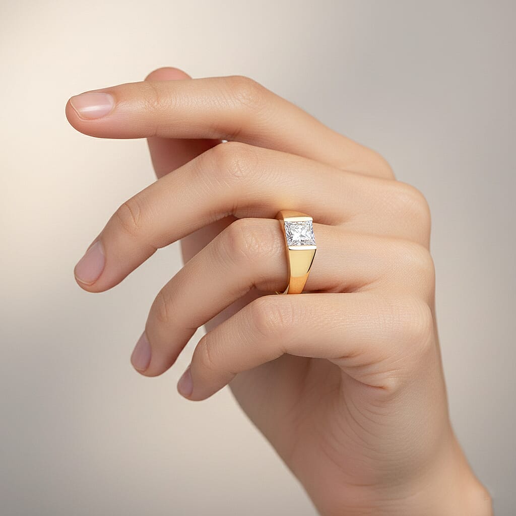 D'Joy Moissanite Band Ring in 18K YG PlatingSterling Silver  1.155  Ct.