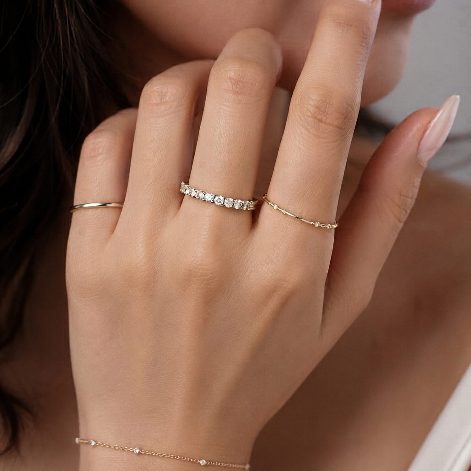 D'Joy Moissanite Half-Eternity Ring in Sterling Silver