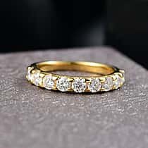 0.9 Ct. Moissanite Half-Eternity Ring in 18K Yellow Gold Sterling Silver