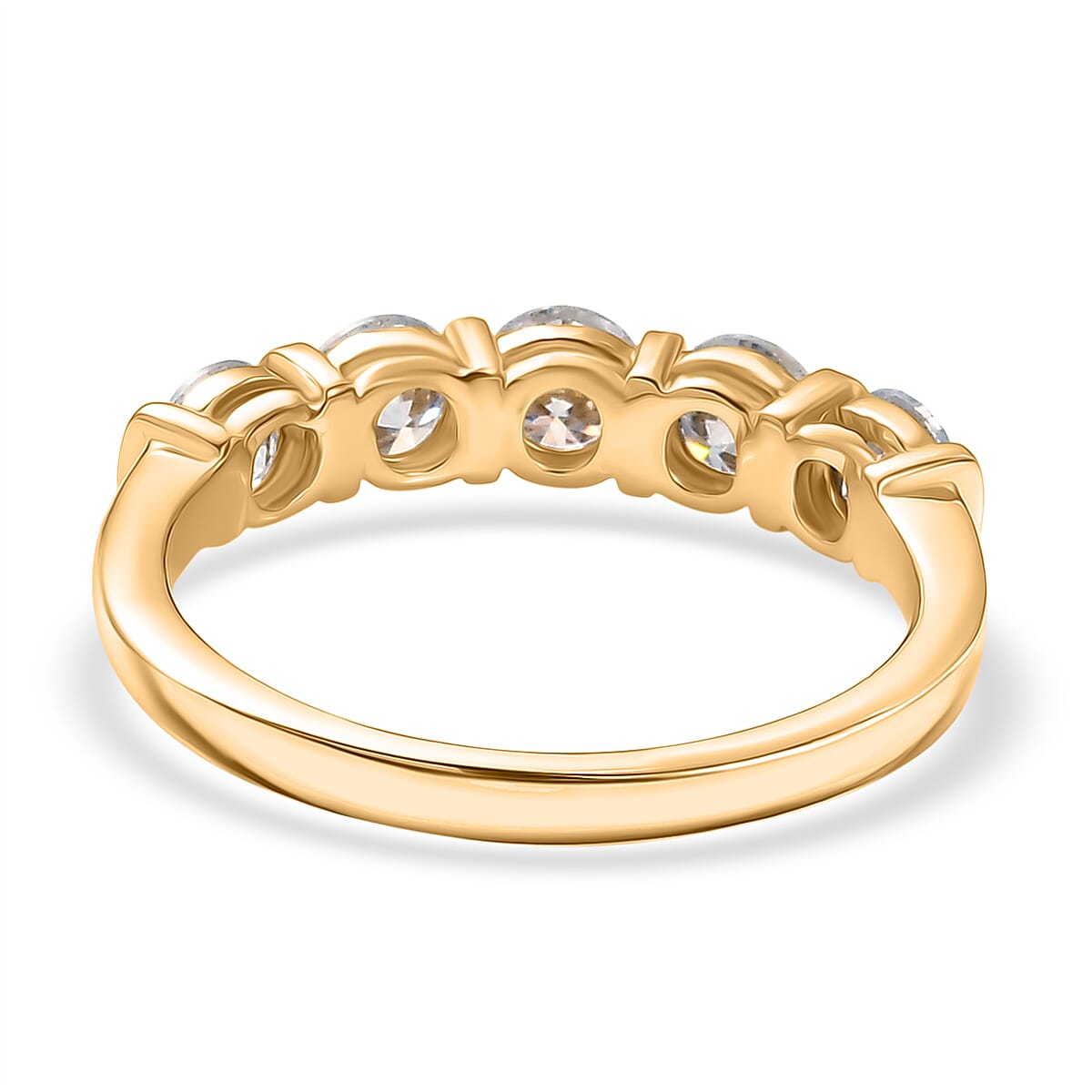 D'Joy Moissanite Main Stone With Side Stone Ring in 18K YG PlatingSterling Silver  1.190  Ct.