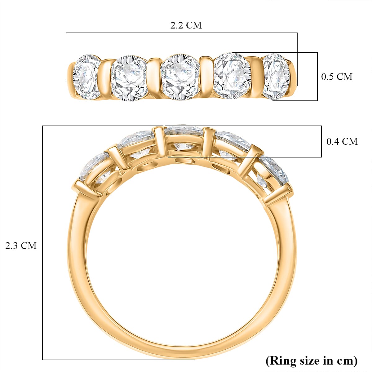 D'Joy Moissanite Main Stone With Side Stone Ring in 18K YG PlatingSterling Silver  1.190  Ct.