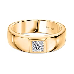 D'joy Moissanite Solitaire Band Ring in Sterling Silver