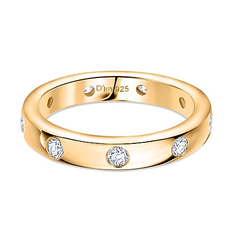 D'Joy White Moissanite Band Ring in 18K YG PlatingSterling Silver  0.540  Ct.