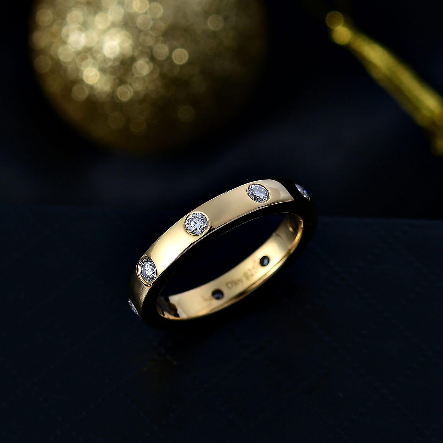 D'Joy White Moissanite Band Ring in 18K YG PlatingSterling Silver  0.540  Ct.