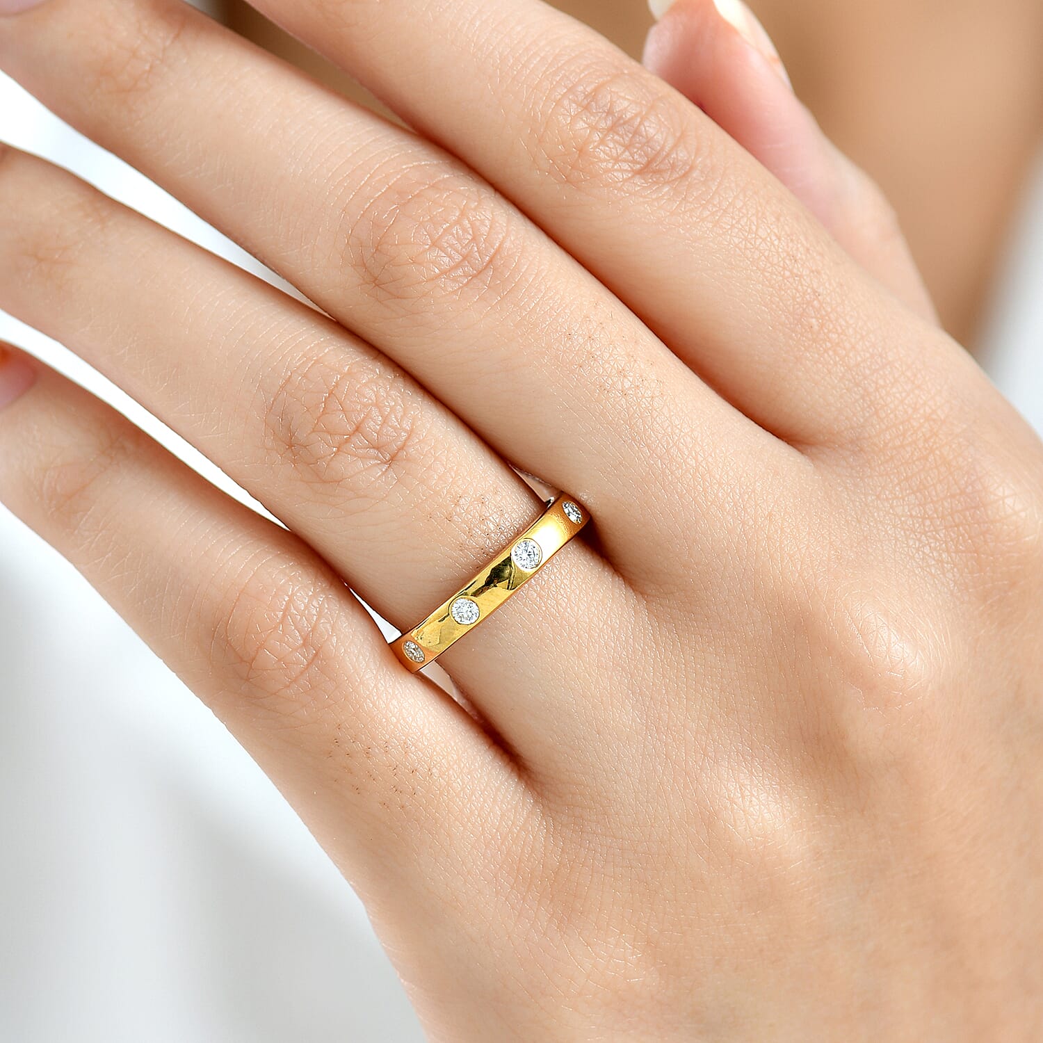 D'Joy White Moissanite Band Ring in 18K YG PlatingSterling Silver  0.540  Ct.