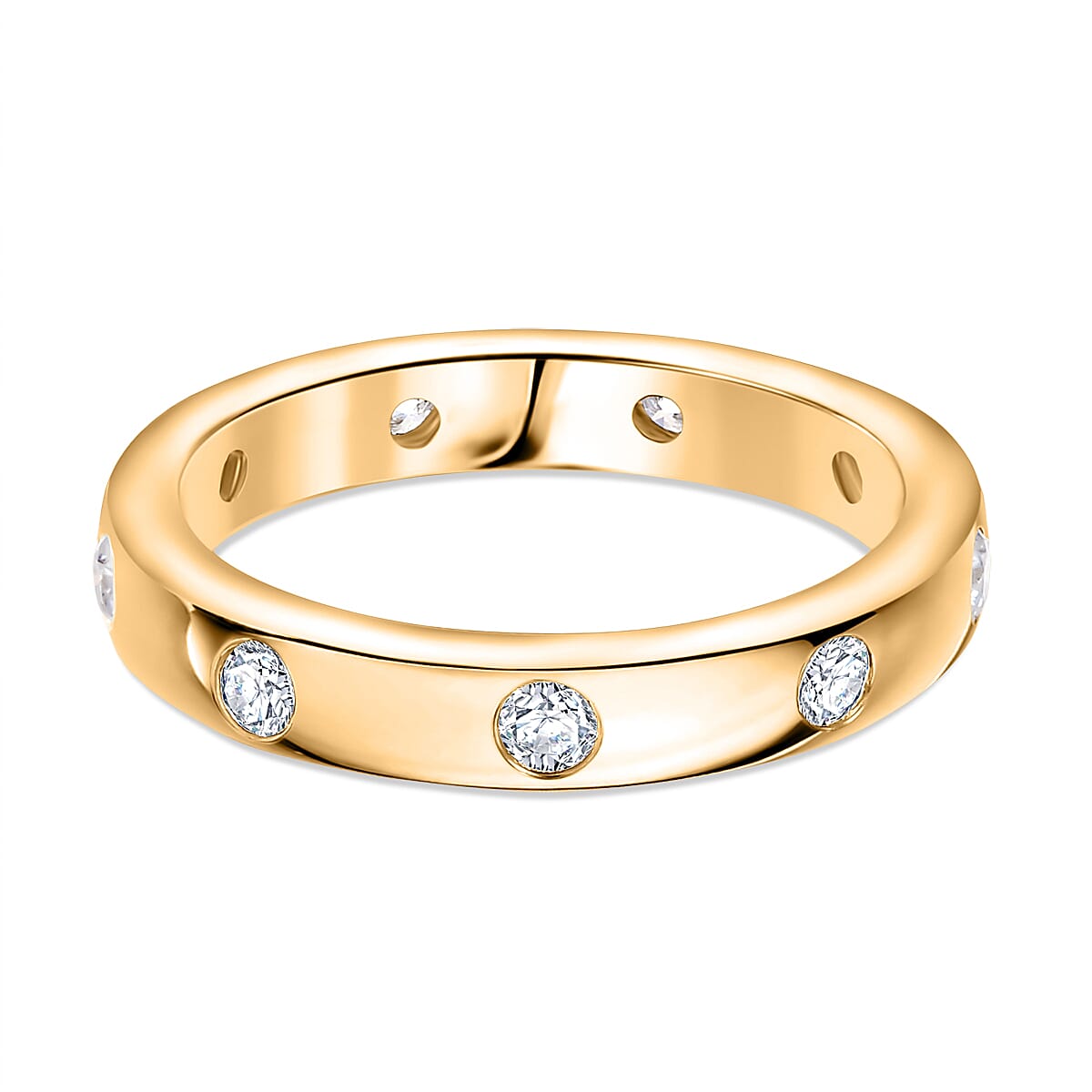 D'Joy White Moissanite Band Ring in 18K YG PlatingSterling Silver  0.540  Ct.