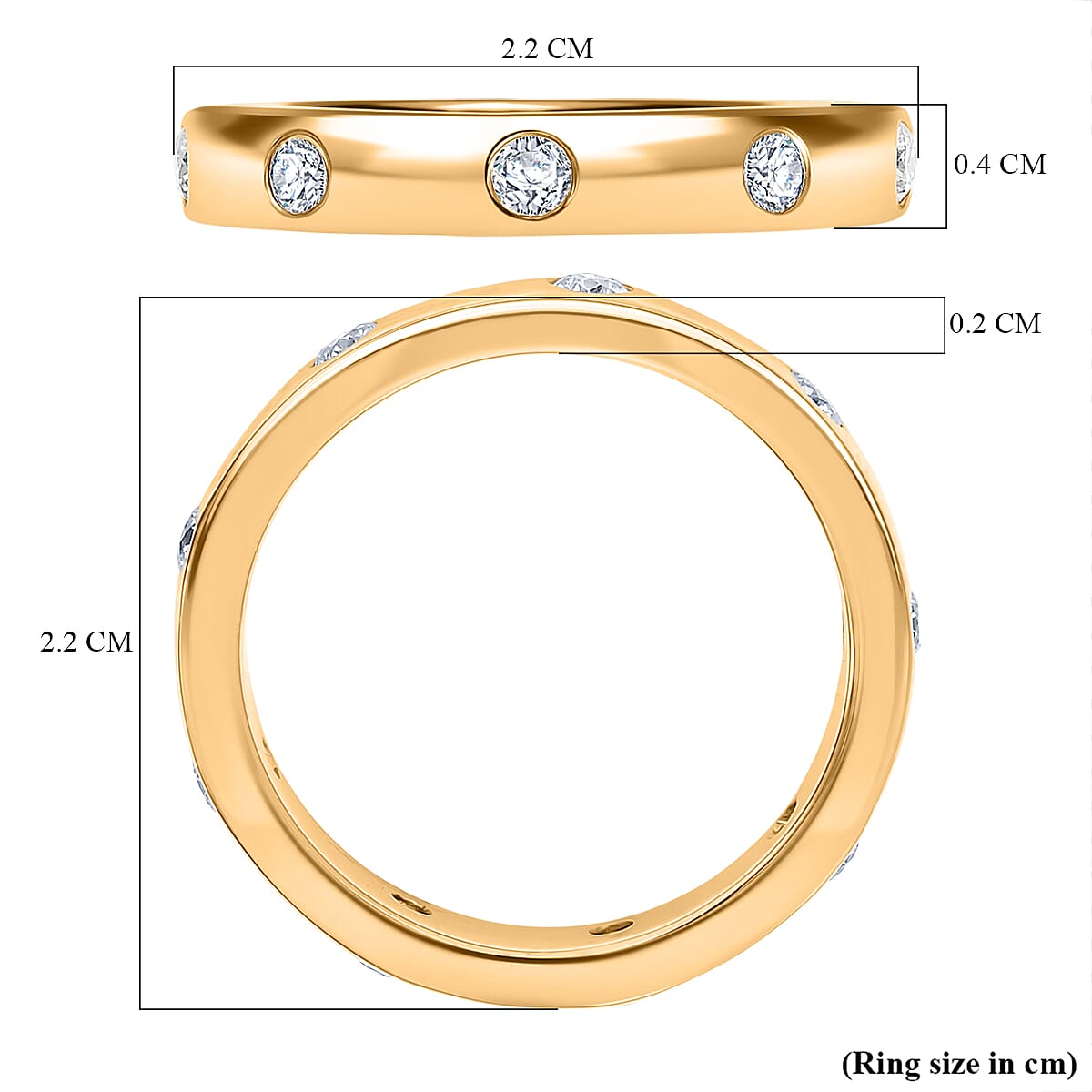 D'Joy White Moissanite Band Ring in 18K YG PlatingSterling Silver  0.540  Ct.