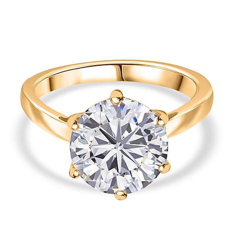 D'Joy Moissanite Solitaire Ring in 18K YG PlatingSterling Silver  2.980  Ct.